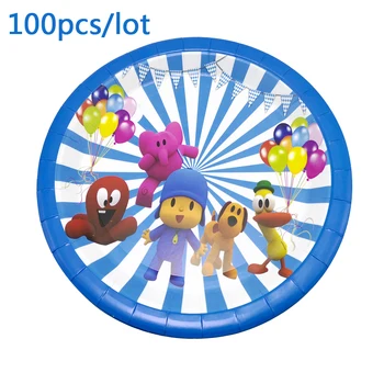 

Wholesale 100pcs/lot Decorate Pocoyo Theme Grils Favors Happy Birthday Plates Events Party Baby Shower Dishes Diameter 7 Inches