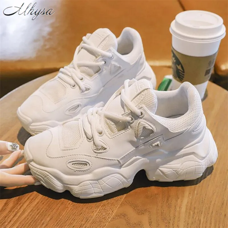 

Mhysa 2019 women sneakers Fashion Whiter Platform Ladies Chunky Causal Shoes Woman Leather Sneakers Shoes Chaussure Femme T1091