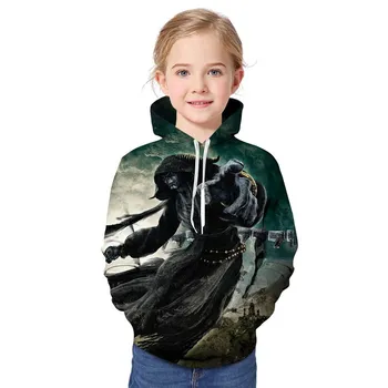 

New 3D Horror of Halloween Print Hoodie Kids With Hat Spring Autumn Girls Hoodie Kids Clothing For 2-13Y KT-2320