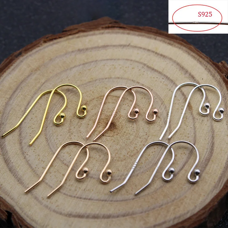 Ganchos para pendientes de plata de ley 100%, ganchos hipoalergénicos hechos a mano, con ajuste de alambre, Base para fabricación de joyas, 4 Uds.