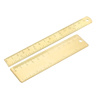 

uxcell Straight Ruler Metric Thicker Brass Rulers Measurement Tools Drawing Measuring Ruler with Hanging Hole
