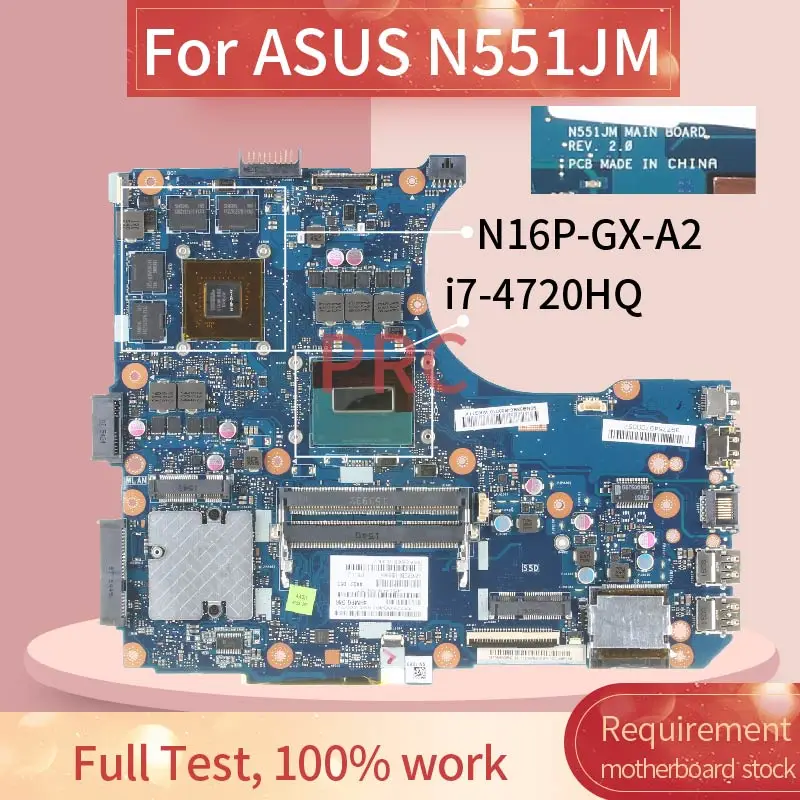 60NB08B0 для ASUS N551JM i7-4720HQ Материнская плата ноутбука REV: 2 0 SR1Q8 N16P-GX-A2 DDR3 | Компьютеры и