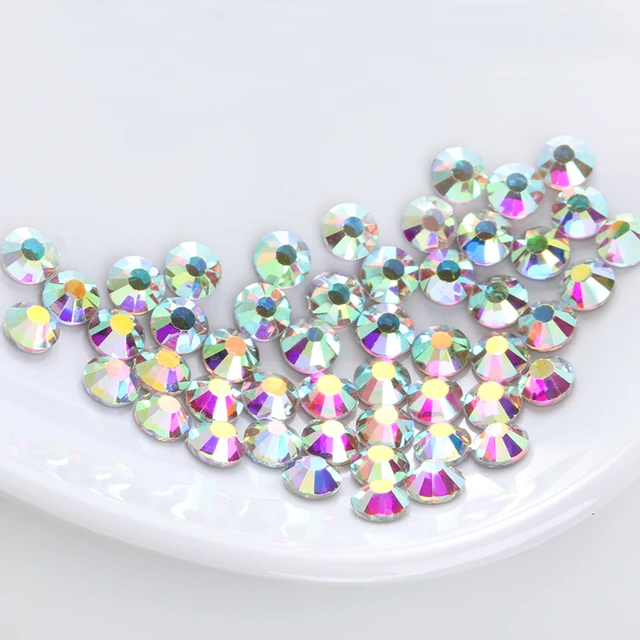 All Size Top Quality Crystal AB/Clear Super Bright Hot-Fix Rhinestones  Glass Strass Iron On Stone For Fabric Garment