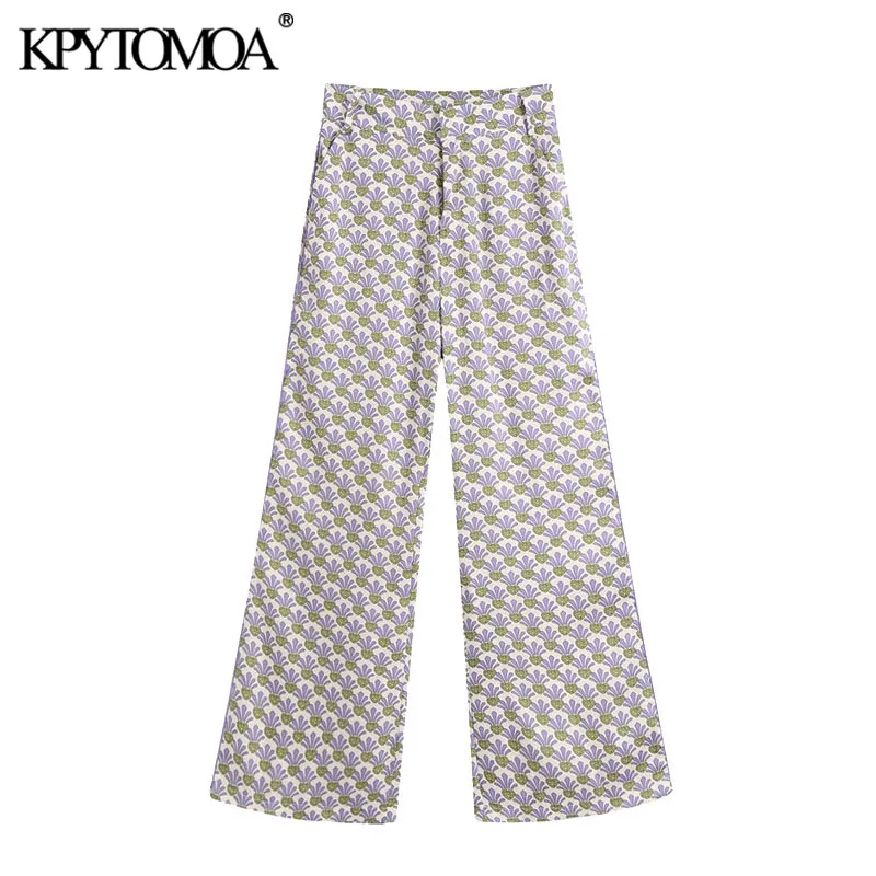 KPYTOMOA Women 2020 Chic Fashion Printed Straight Pants Vintage High Waist Zipper Fly Female Trousers Pantalones Mujer KPYTOMOA Women 2020 Chic Fashion Printed Straight Pants Vintage High Waist Zipper Fly Female Trousers Pantalones Mujer