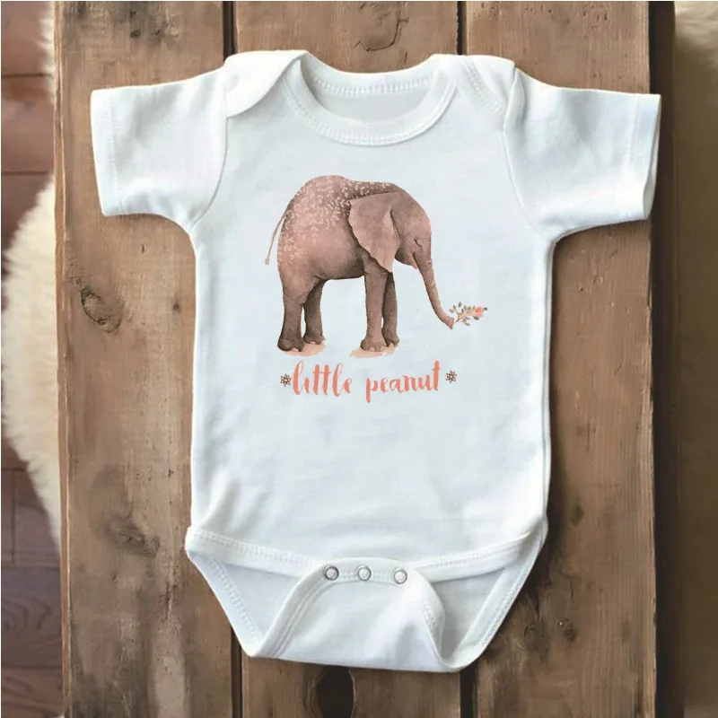

2018 Summer July New Style Western Style Baby Elephant Fun Fashion Printed Pattern Baby Onesie Hot Selling