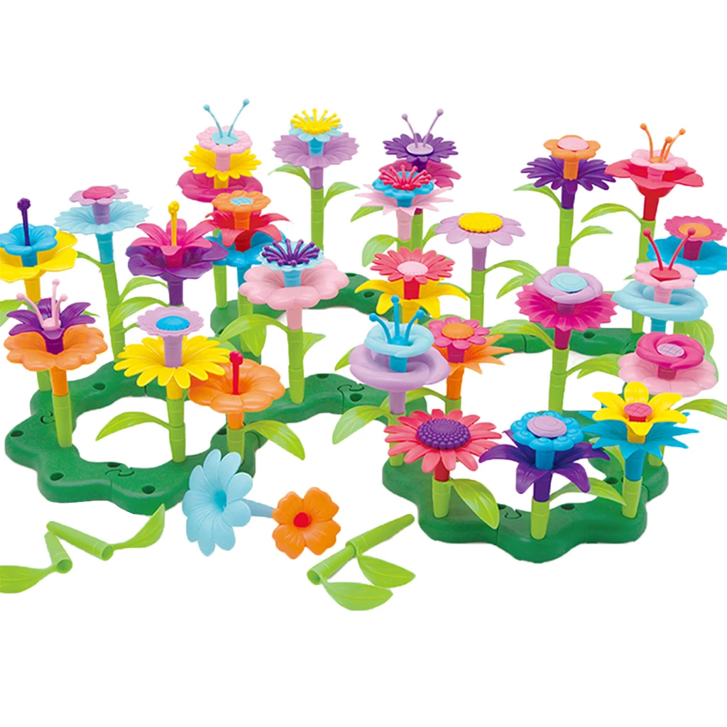 Kids Toys Flower Building Toy Set, Garden Building Blocks Playset for Girls Boys, Colorful Educational Toys for Decoration