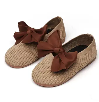 

Hot kids Girls single shoes new Soft Sole children's flat bow show dance princess shoes
