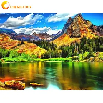 

Chenistory Painting By Numbers Mountain Landscape Oil Paints Kits DIY Framed For Adults Wall Art Home Decor Picture Drawing Craf