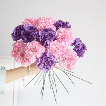 Artificial Flower Carnation Shape Fake Flowers Thanksgiving Mothers Day Gift for Home Wedding Party Decor