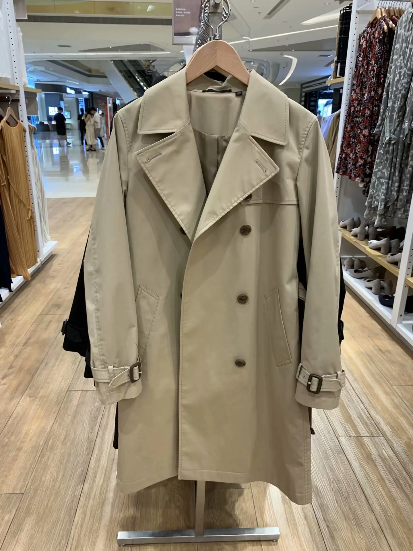 TVVOVVIN Autumn Three-colour Classic Autumn Long Fund Solid Color Match Belt Windbreaker Both Row Buckle Loose Coat Woman ZX128