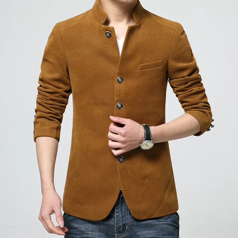 

New Style Men's Woolen Jacket Young MEN'S Korean-style Slim Fit Stand Collar Casual Woolen Jacket