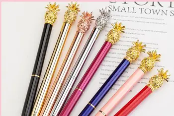 

korea fashion metal pineapple ballpoint pen cartoon school prize kawaii black roller pen office write pen promotion pen 30pc/lot