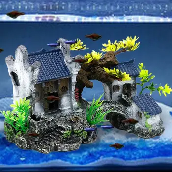 

Gangnam Hut Aquarium Fish Tank Landscaping Decoration Vintage Home Resin Hideaway Shrimp Breeding Shelter Multiple Holes