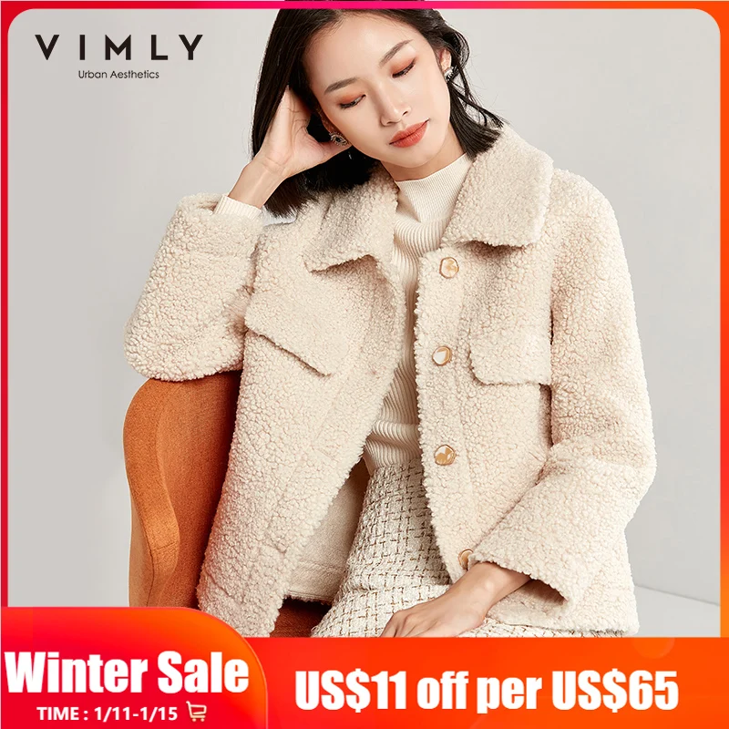 Женское пальто из искусственного меха Vimly осенне зимняя элегантная однобортная
