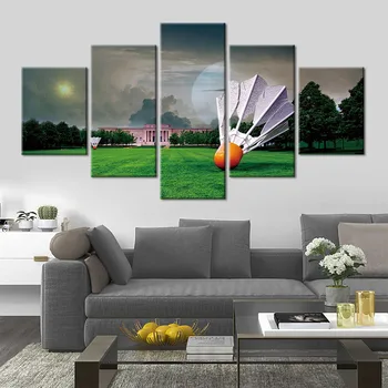 

HD Prints Canvas Sports Wall Art Painting Modular badminton Pictures Home Decoration 5 panel Poster For Living Room Framework