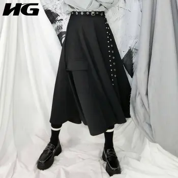 

HG Streetwear Buckle Belt Skirts Women Trend Harajuku Style Skirt Wild Slim Fashion Autumn Winter Clothes Women XJ2491