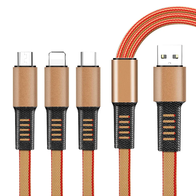 Коричневый Beauty 3 в 1 кабель Micro USB 1 м кабель для быстрой зарядки для samsung huawei Xiaomi LG Andriod Microusb Кабели для мобильных телефонов - Цвет: Коричневый