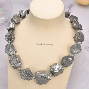 

GG Jewelry Silver Titanium Quartz Rough Nugget Crystal Necklace