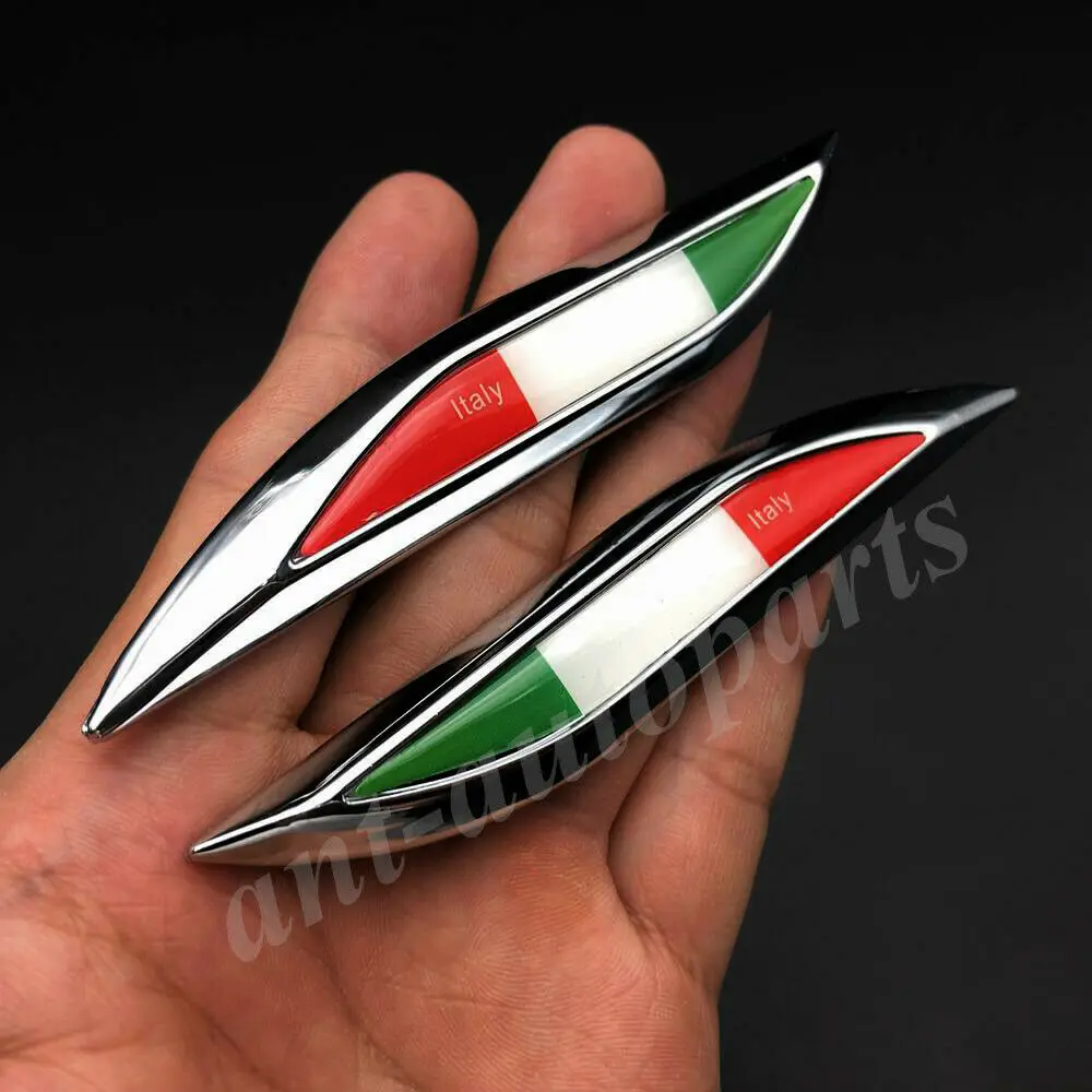 

Pair Metal Italy Italian Flag Car Fender Emblem Badge Decals Sticker Fairing
