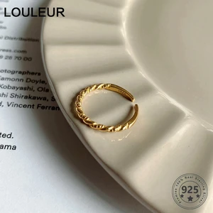 LouLeur gerçek 925 ayar gümüş kuyruk yüzük Minimalist kadın küçük büküm yüzükler kadınlar için moda güzel takı doğum günü hediyeleri