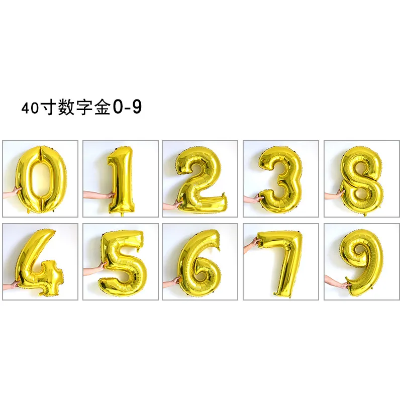 40-дюймовый ЖК-цифровой Алюминий воздушный шар для День рождения Свадебные шары для украшения 1 шт - Цвет: Золотой