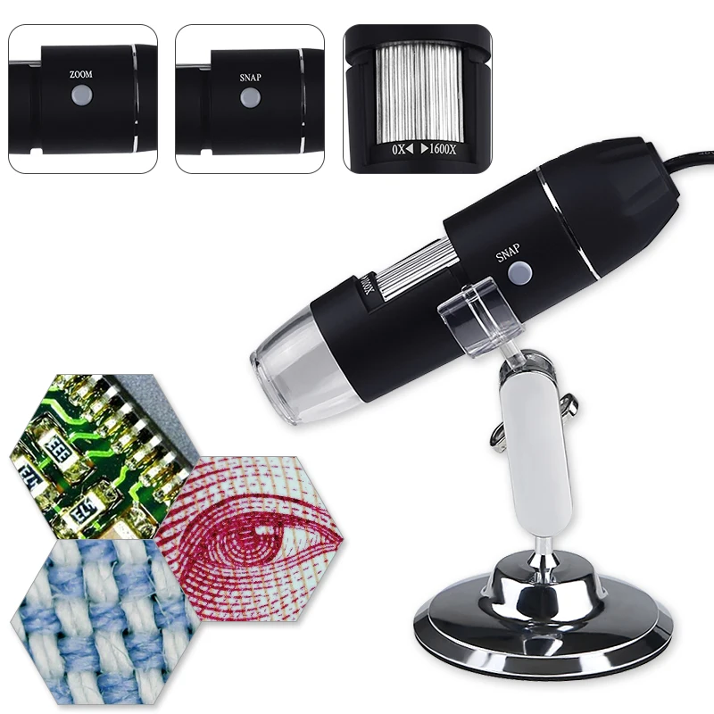 USB Digital Handheld Microscope 1000X 1600X 8 LED Magnification Endoscope Camera Magnifier Compatible With Android Mac Windows