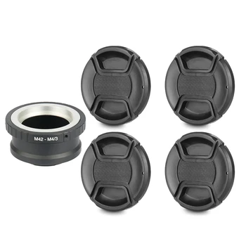 

4 Pcs 58Mm Lens Cap with Lens Cap Leash Hole Bundle for Dslr Cameras & 1 Pcs Lens Adapter Ring Adapter Ring