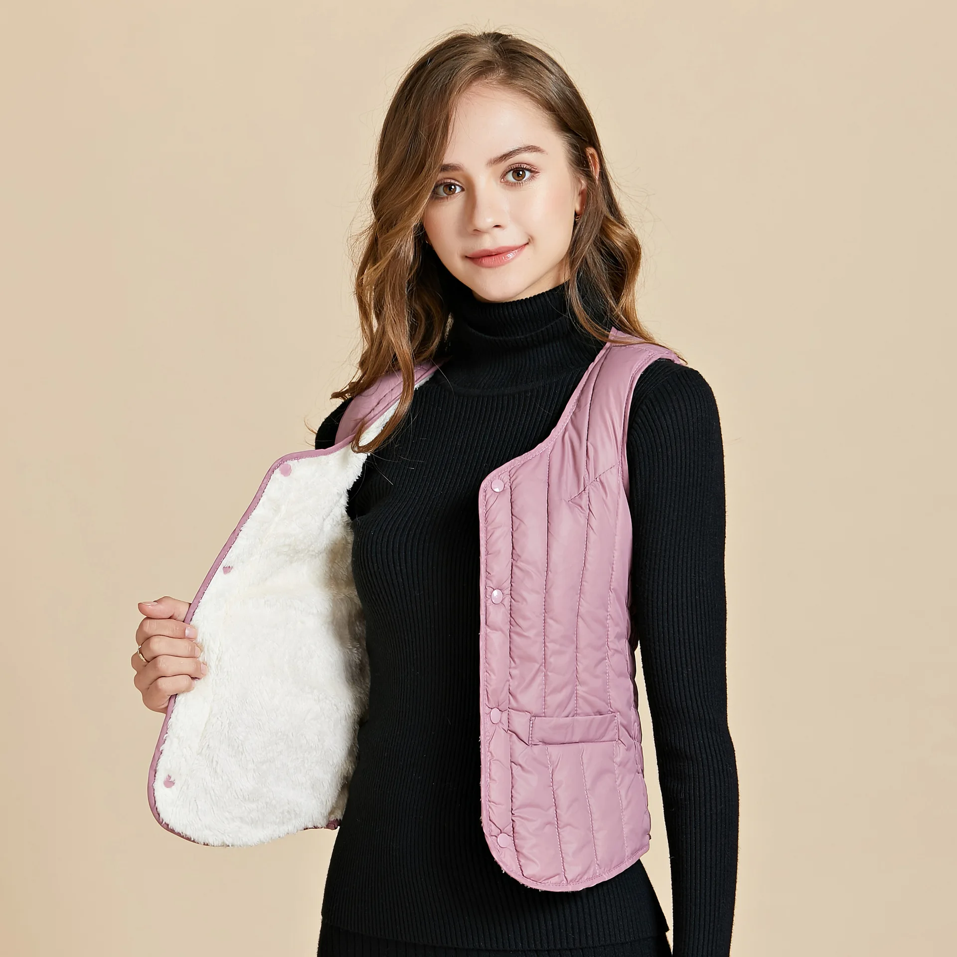 2019 зимний флисовый теплый пуховой жилет Женская куртка без рукавов | одежда