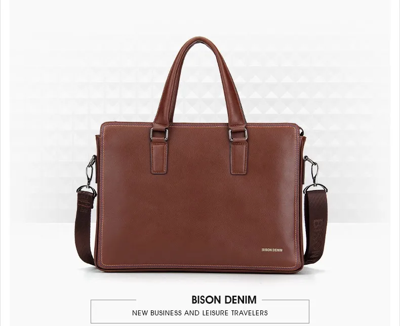 BISON DENIM, роскошная сумка от известного бренда, сумки через плечо, деловые мужские портфели, сумки для ноутбука, мужские дорожные сумки, сумка из натуральной кожи