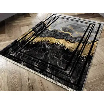 

Slip-resistant Outsole Digital Print Velvet Carpet Lava Life Black Gold 80x150 cm