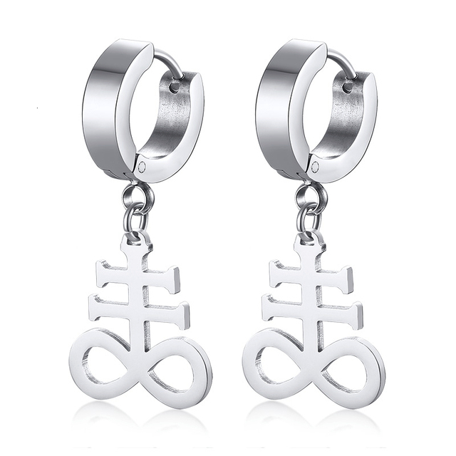 SATANIC CROSS EARRING FOR MEN CHURCH OF SATAN SATANIC STAINLESS STEEL EARRINGS UNISEX JEWELRY