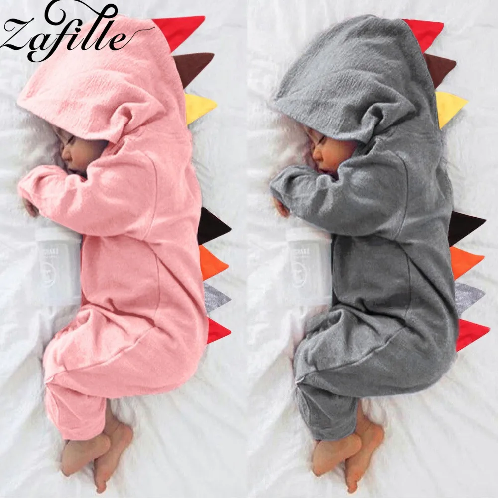 

ZAFILLE Cartoon Baby Dinosaur Jumpsuit For Kids Hooded Zipper Baby's Rompers Autumn Winter Baby Clothes For Newborns Sleepwear