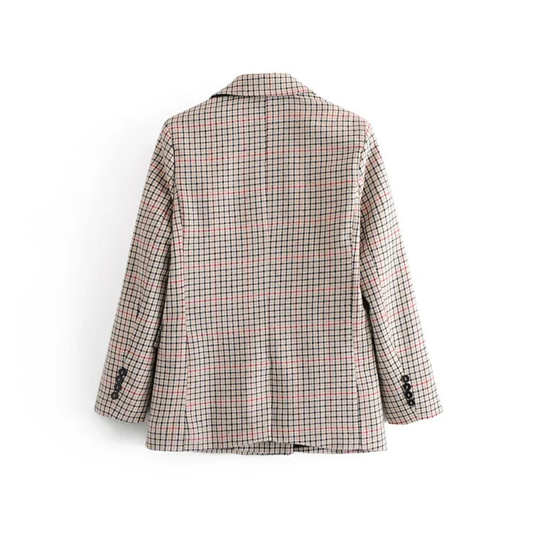 

2019 Europe And America Spring New Style WOMEN'S Dress Versitile Fashion Pattern Double Breasted Long Sleeve Suit Jacket