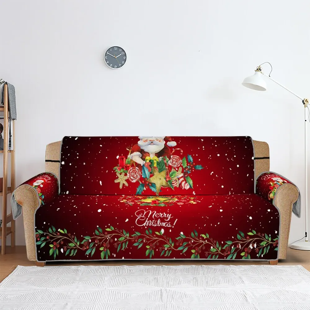 Счастливого Рождества мебель чехлы на сиденья протектор чехол Санта Клаус софа с рисунком диванные покрывала 1/2/3 сидения, цена производителя для Гостиная