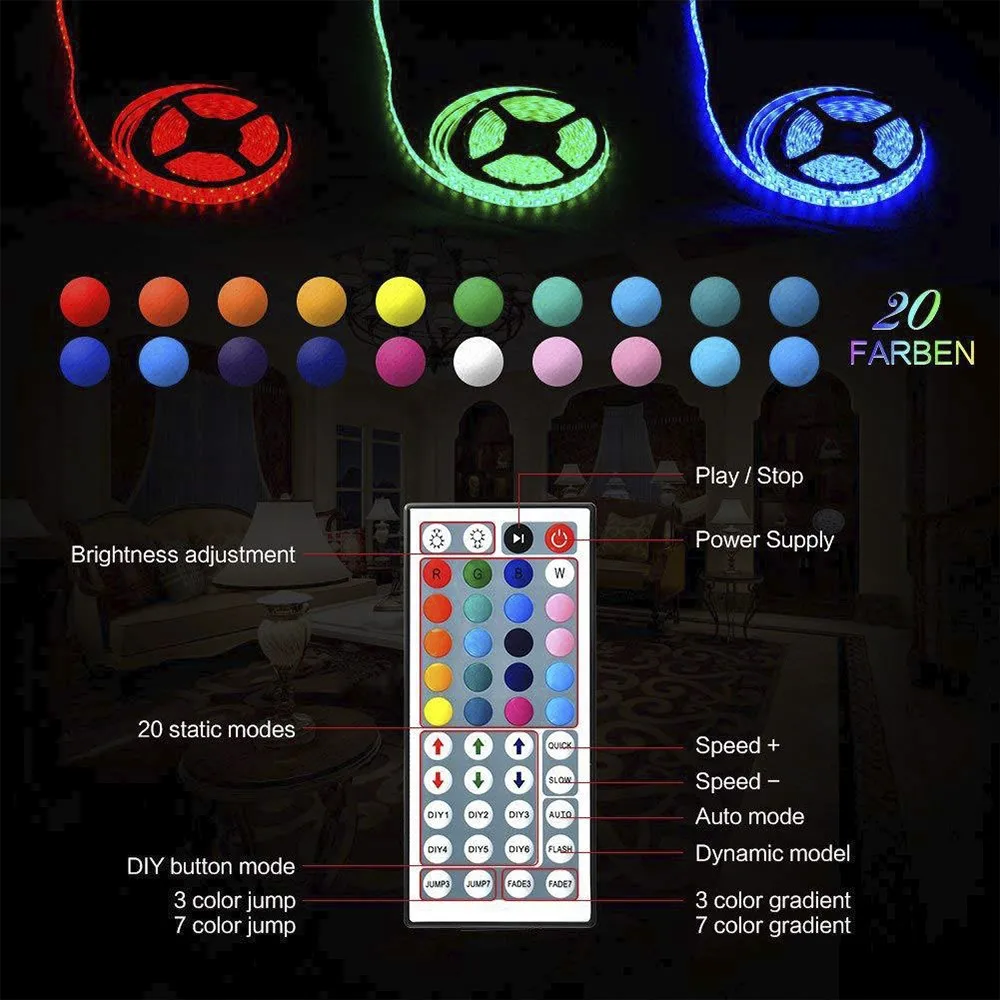 5 м 10 300 светодиодов ленточный светильник RGB IP65 SMD 5050 DC12V rgb диод гибкая лента IR Contoller