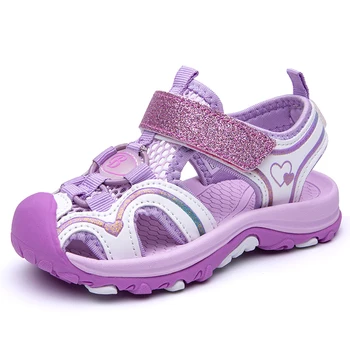 

Kids Sandals Summer Outdoor Purple Pink Sandals Children Closed Toe Walking Beach Boys Girls Sneakers Baby Barefoot Sandals