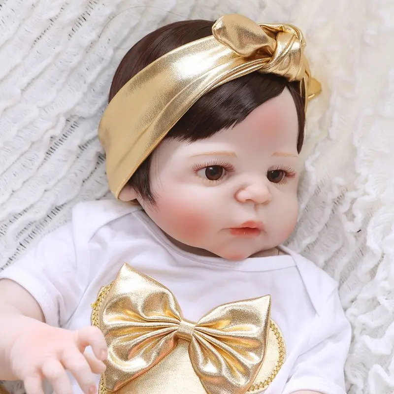 

56cm Reborn Doll Realistic Full Silicone Vinyl Newborn Babies Toy Girl Princess Clothes Pacifier Lifelike Handmade Gifts 95AE