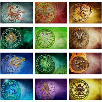 

5D DIY Zodiac Diamond Painting Full Square Round Drill Diamond Embroidery Cross Stitch Leo Virgo Constellation Birthday Gift