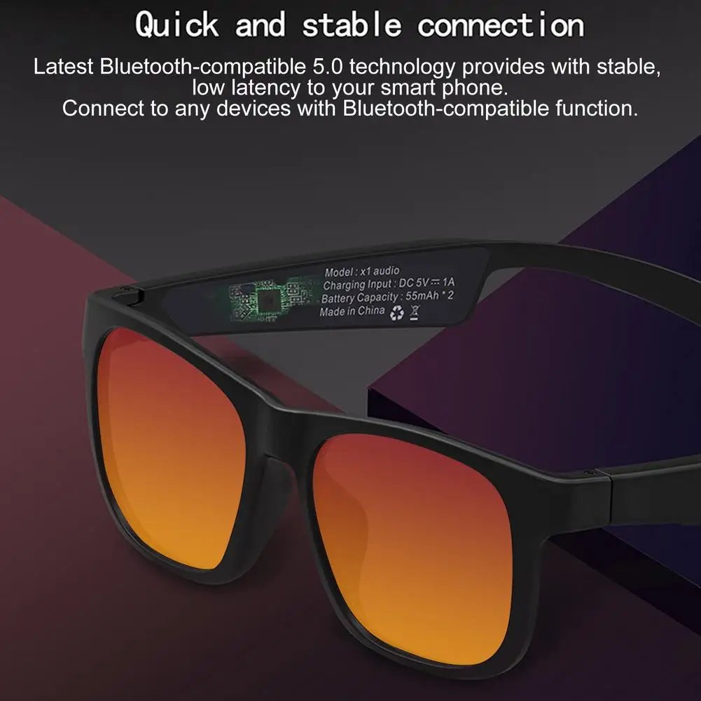 

High End Audio Glasses Bone Conduction Smart Headset Sweatproof Wireless Bluetooth Handsfree Open Ear Polarized Music Sunglasses