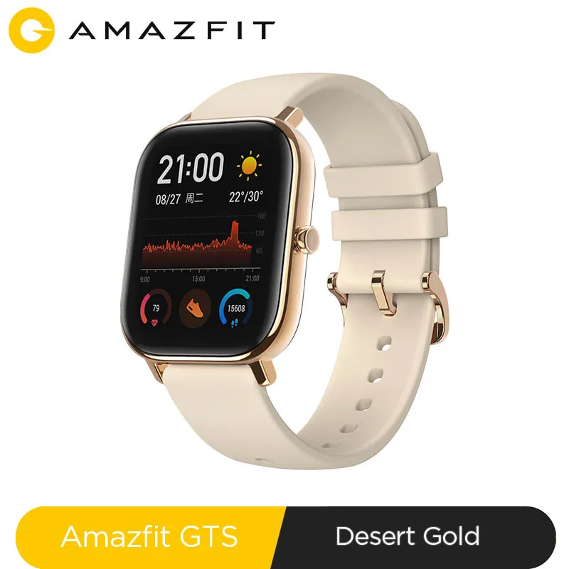 Глобальная версия Amazfit GTS Смарт-часы 5ATM водонепроницаемые Смарт-часы 14 дней батарея gps управление Amazfit bip 2 - Цвет: GTS-gold