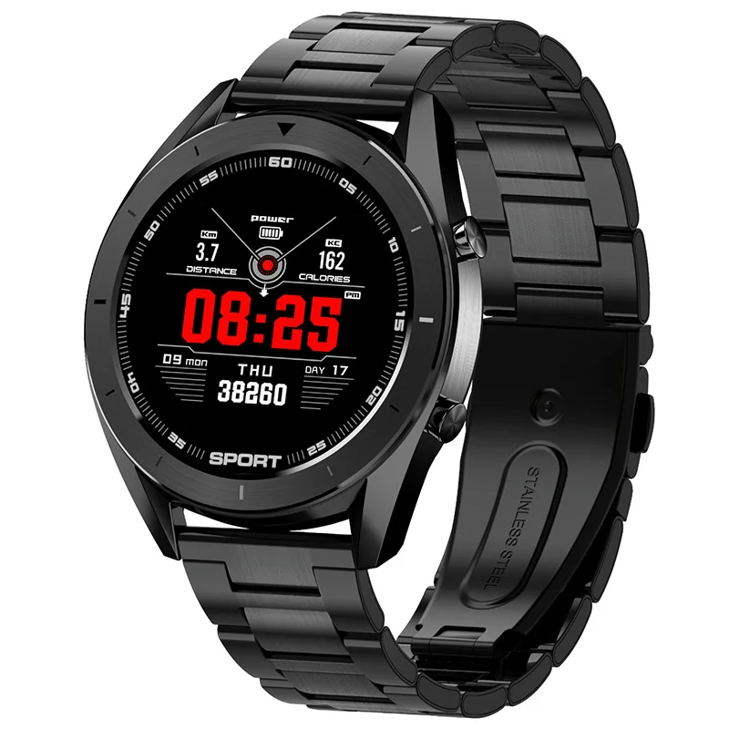 Timewolf кровяное давление, умные часы ЭКГ монитор для мужчин полный Roud Smartwatch Android водонепроницаемые Смарт-часы для мужчин для IOS телефона - Цвет: Black Back Steel