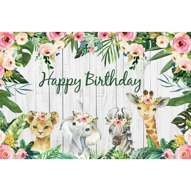 Safari 1st Birthday Backdrop Jungle Tropical Forest Wild One Animal Party Photography Newborn Baby Shower Photo Background Props NWH12510