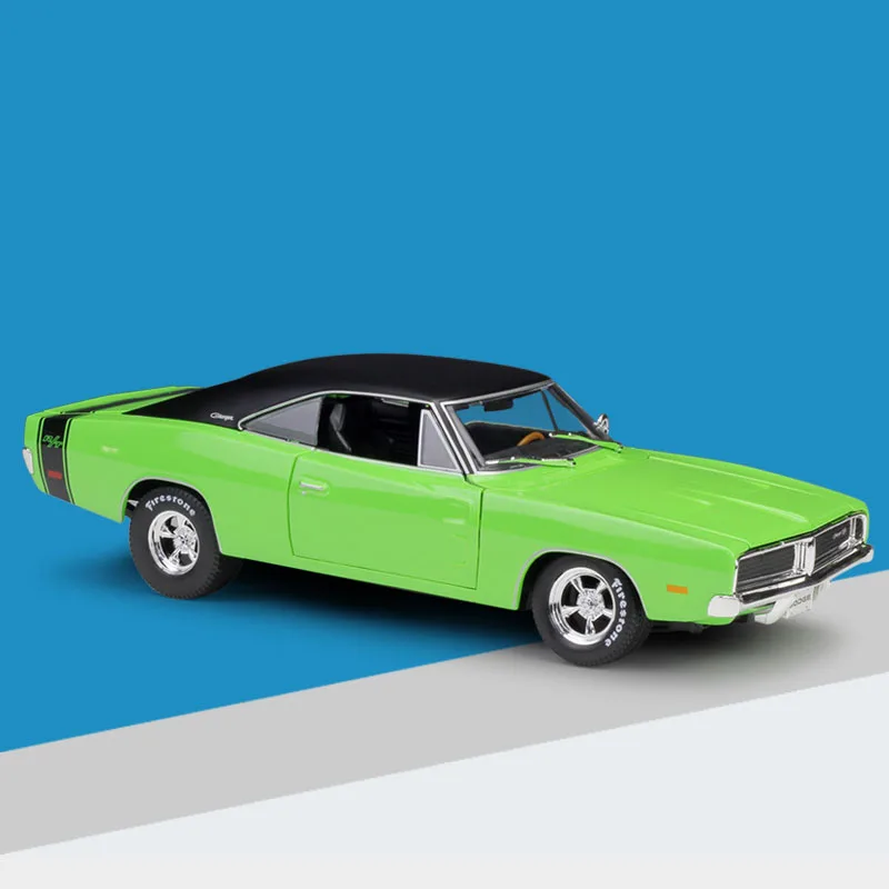 Maisto литая под давлением модель автомобиля 1969 Dodge War Horse 1:18 из металлического сплава Высокая имитационная машина с базой Игрушки для мальчиков подарки для мальчиков - Цвет: Green with box