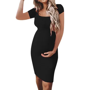 

Womens Maternity Dress Pregnanty O-Neck Short Sleeve Dress For Mother Summer Solid Casual Pregnant Clothing Breastfeeding Dress
