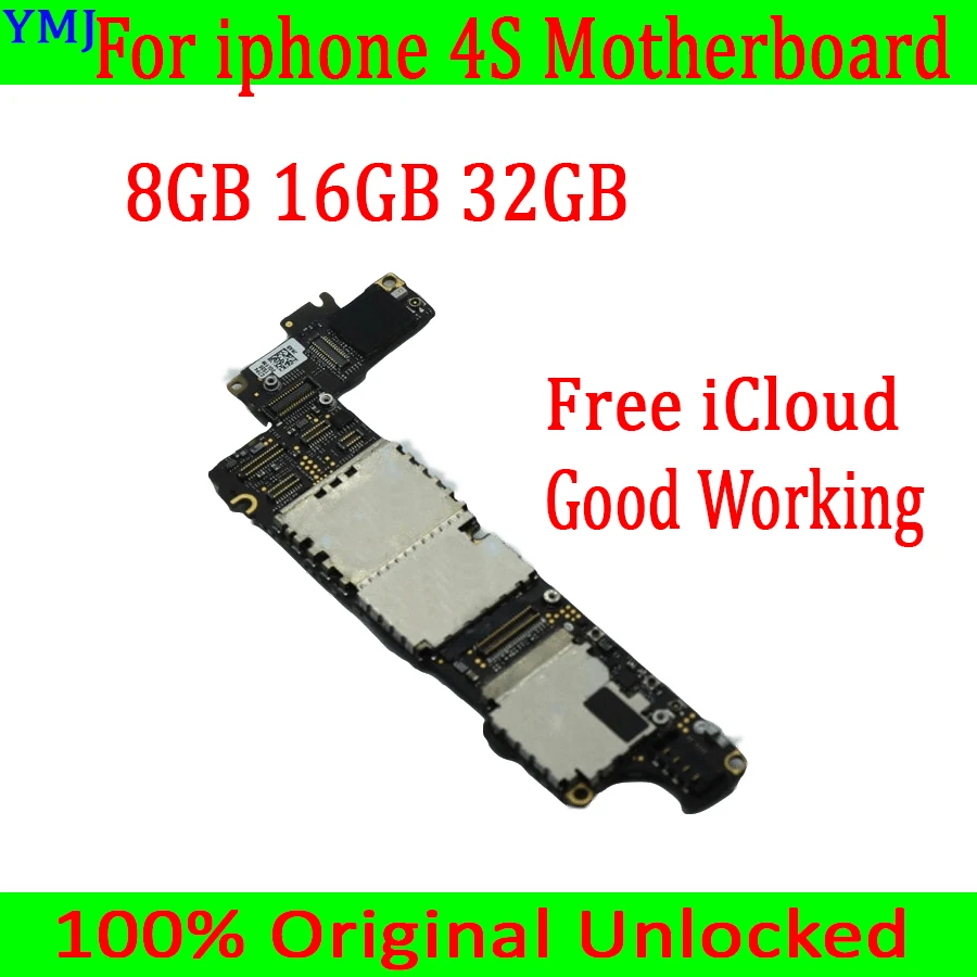 

8GB 16GB 32GB for iphone 4S Motherboard with Full unlocked,100% Original for iphone 4S Logic board,with IOS System,Good Tested