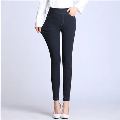 denim black Обтягивающие женские джинсы с высокой талией, имитация джинсовой ткани, женские джинсы размера плюс, леггинсы, верхняя одежда, джинсы с высокой талией, Femme Vaqueros Mujer - Цвет: denim black