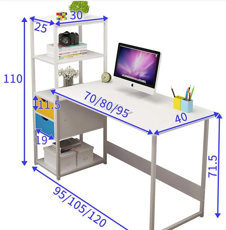 120 см простой компьютерный стол студенческий письменный стол с книжной полкой комбинированный ноутбук стол мебель для спальни
