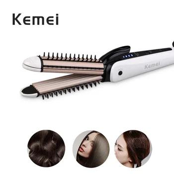 

Kemei EU Plug Hair Straightener and Curler Twistline Curling Iron Wand Comb Women Electric Dry/wet 3 In 1 Waver Hair Tools