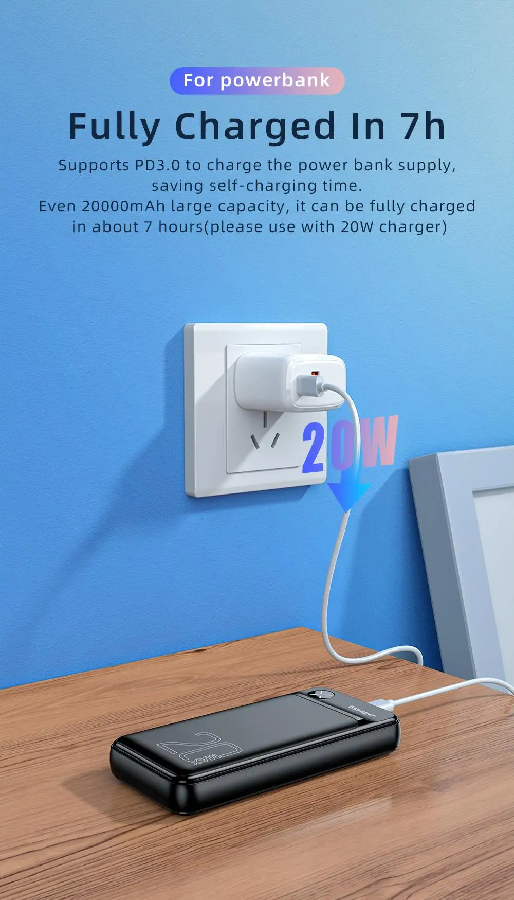 Essager 20000mAh Power Bank PD 20W 20000 mAh Powerbank External Battery Pack Fast Charging Portable Charger For iPhone Poverbank