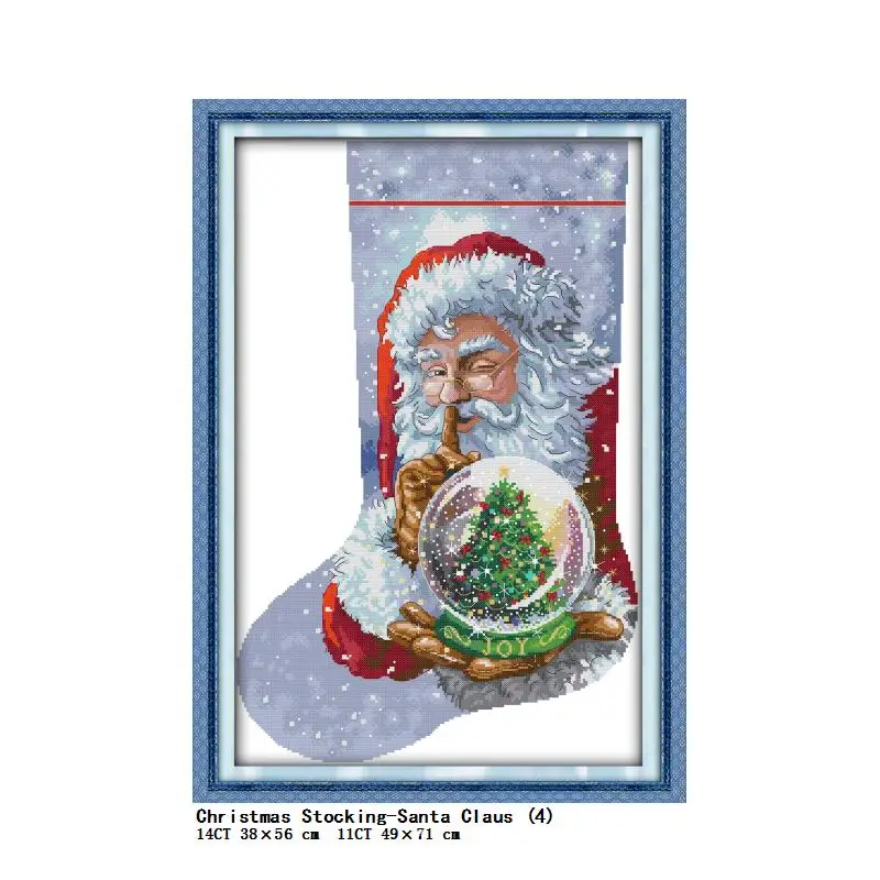 Christmas Stocking Stamped Cross Stitch Kit Cartoon Pattern 14CT 11CT Count Printing Embroidery Craft Set Needlework Gift